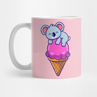 Cute Koala On Ice Cream Cone Cartoon Mug